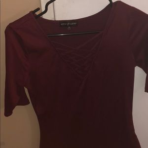 burgundy top